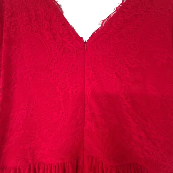 Lane Bryant 18 Red Lace Surplice Sheath Dress 3/4 Sleeves Plus V-Neck Elegant - Picture 5 of 11